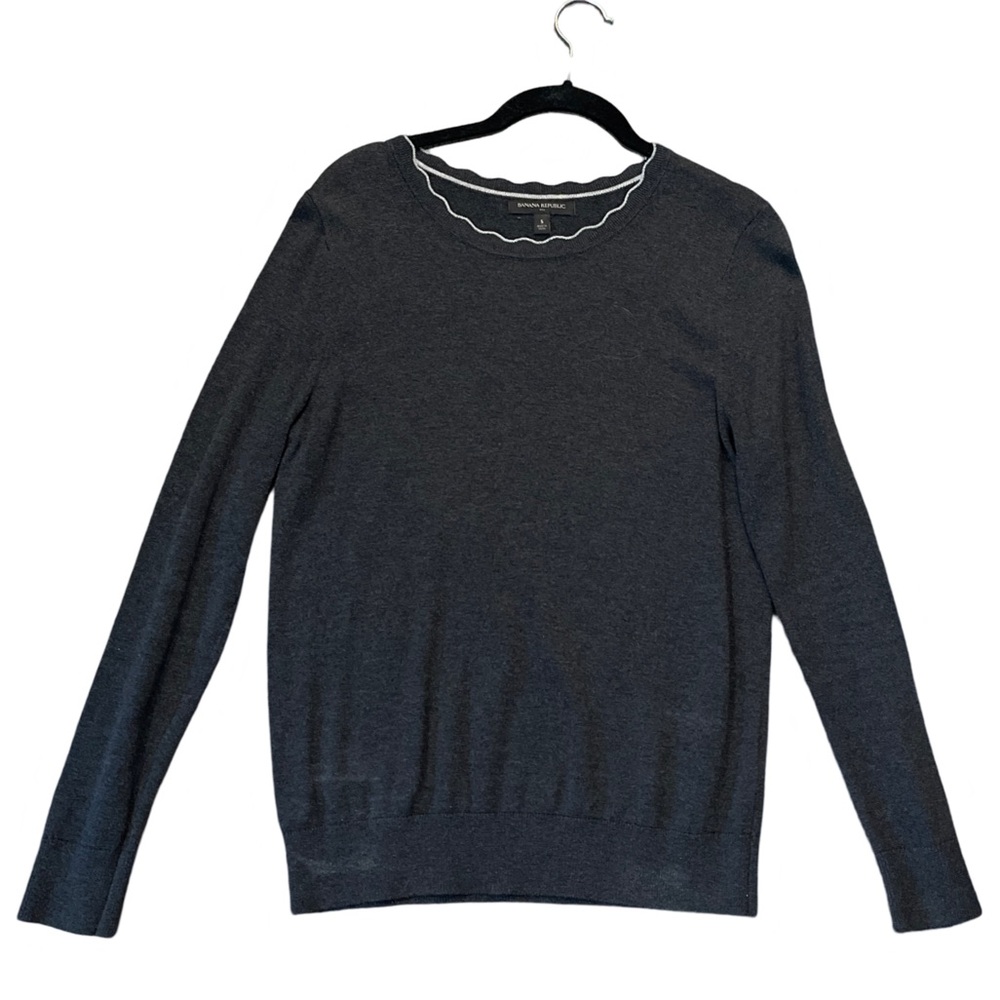 Banana Republic dark grey sweater with scalloped neckline SZ S